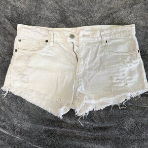 Ralph Lauren Distressed Boyfriend Cut White Denim Shorts